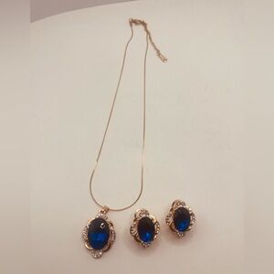 Gold plated set necklace and earrings for women imitation diamond design